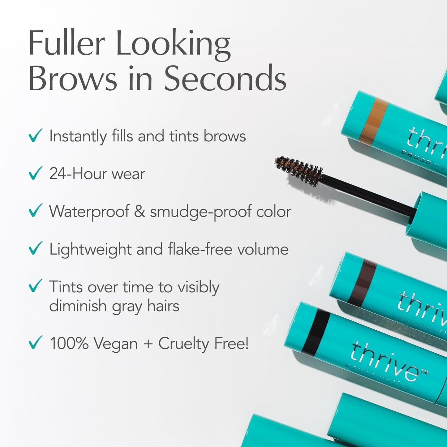 Thrive Causemetics Instant Brow Fix Semi-Permanent Eyebrow Gel, Waterproof Tinted Eye Brow Gel with Vitamin B5, Smudge-Proof, Vegan & Cruelty Free, Blanka (Taupe)