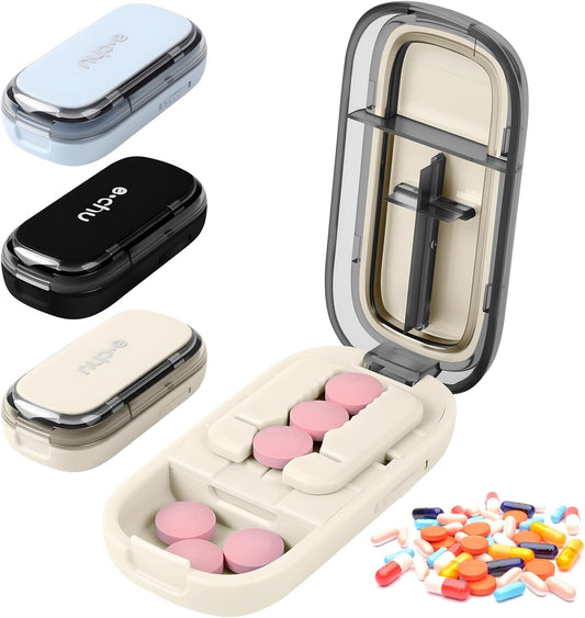 Pill Cutter Splitter for Small and Tiny Pills - 1/4 Pill Cutter with Centering Device - Easy-to-Use Splitter for Precision Cuts - for Small and Tiny (White)