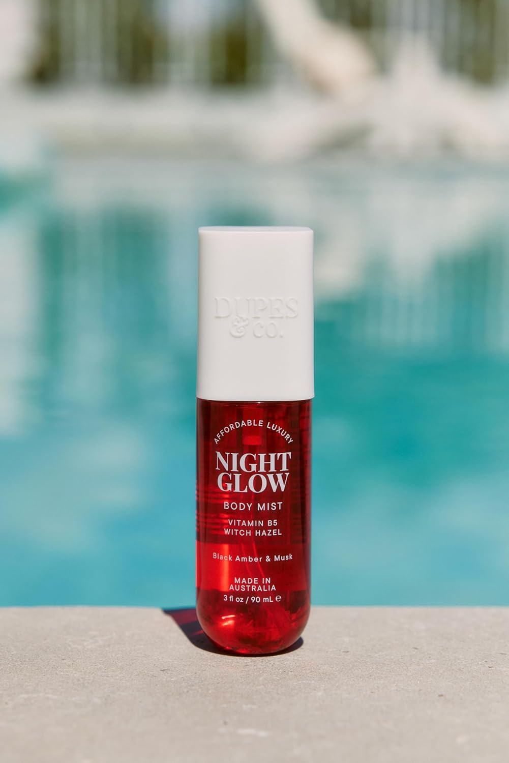 DUPES & CO. Night Glow Hydrating Body Mist for Women – Black Amber & Plum Fragrance with Vitamin B5 & Witch Hazel – Warm, Sensual Scent in a 3 Fl Oz Bottle