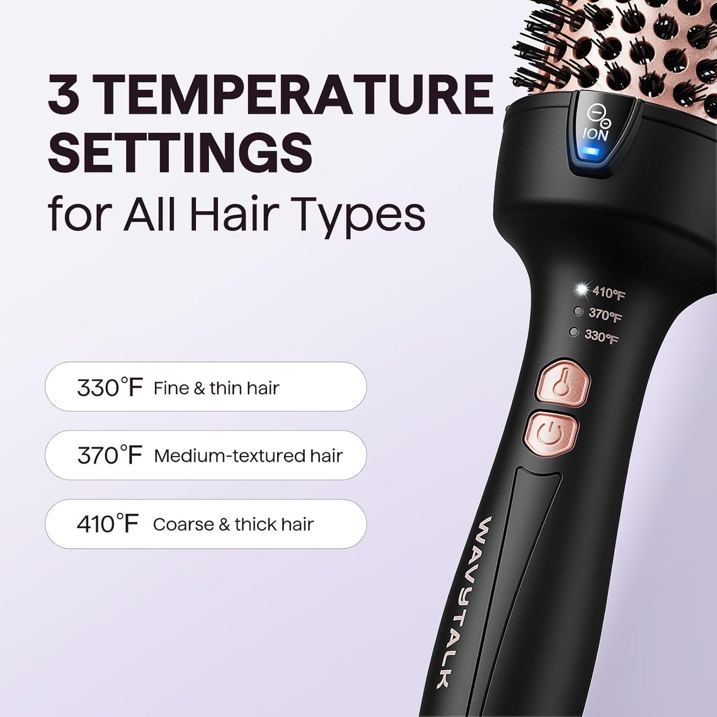 Wavytalk Thermal Brush, 1.7 Inch Blowout Express Blowout Brush, Negative Ion Technology for Creating Smooth Relax Blowouts, Give The Hair Body and Shine, Rose Gold