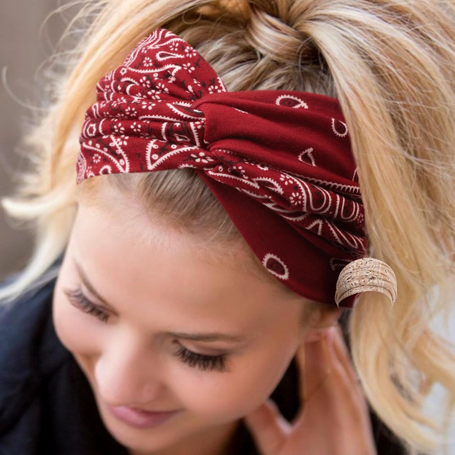 Extra Wide Headbands for Women Large Turban Headband Non Slip Boho Elastic Hairband Hair Twisted Knot Head Bands Accessories