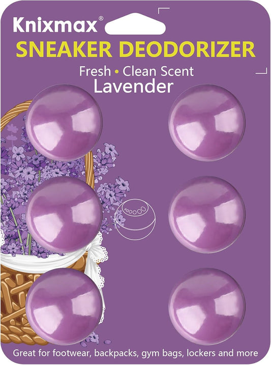Knixmax Shoe Deodorizer Balls, Boot Deodorizing Shoe Odor Eater Ball Sneaker Deodorants, Gym Bags Lockers Car Air Fresheners, 6 Packs Lavender Purple