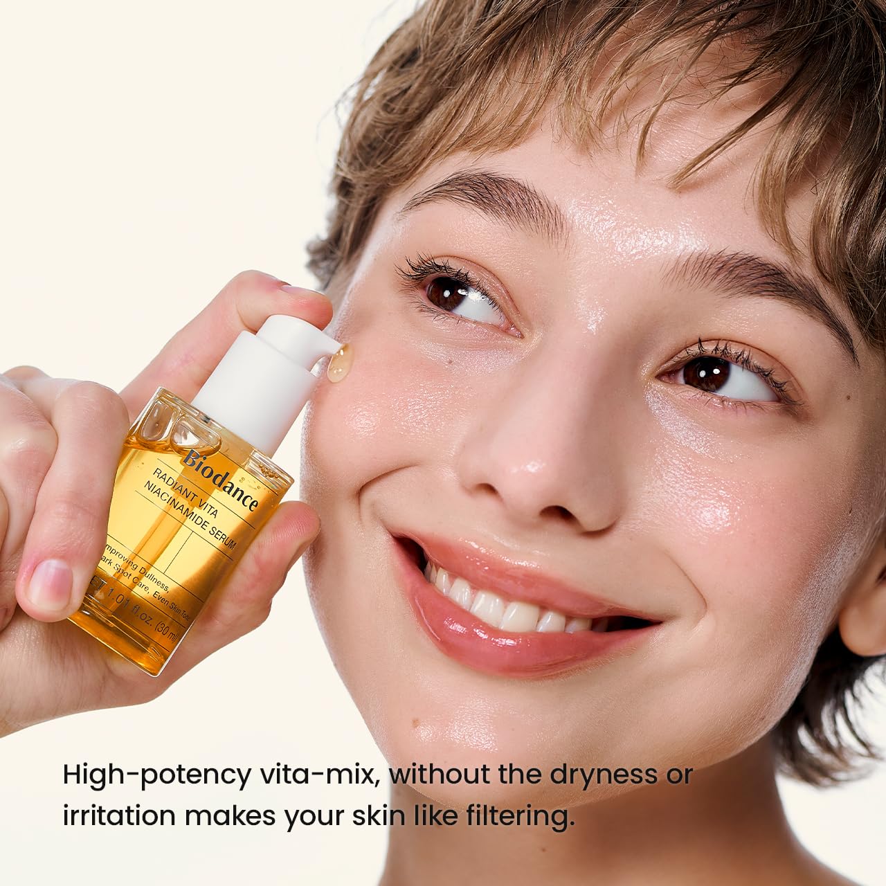 BIODANCE Radiant Vita Niacinamide Serum, Brightening, Dark Spot Care, Hydrating for Sensitive Skin, Filter Glow Serum for All Skin Types, Korean Skincare, Stocking Stuffers | 1.01 floz x 1 ea