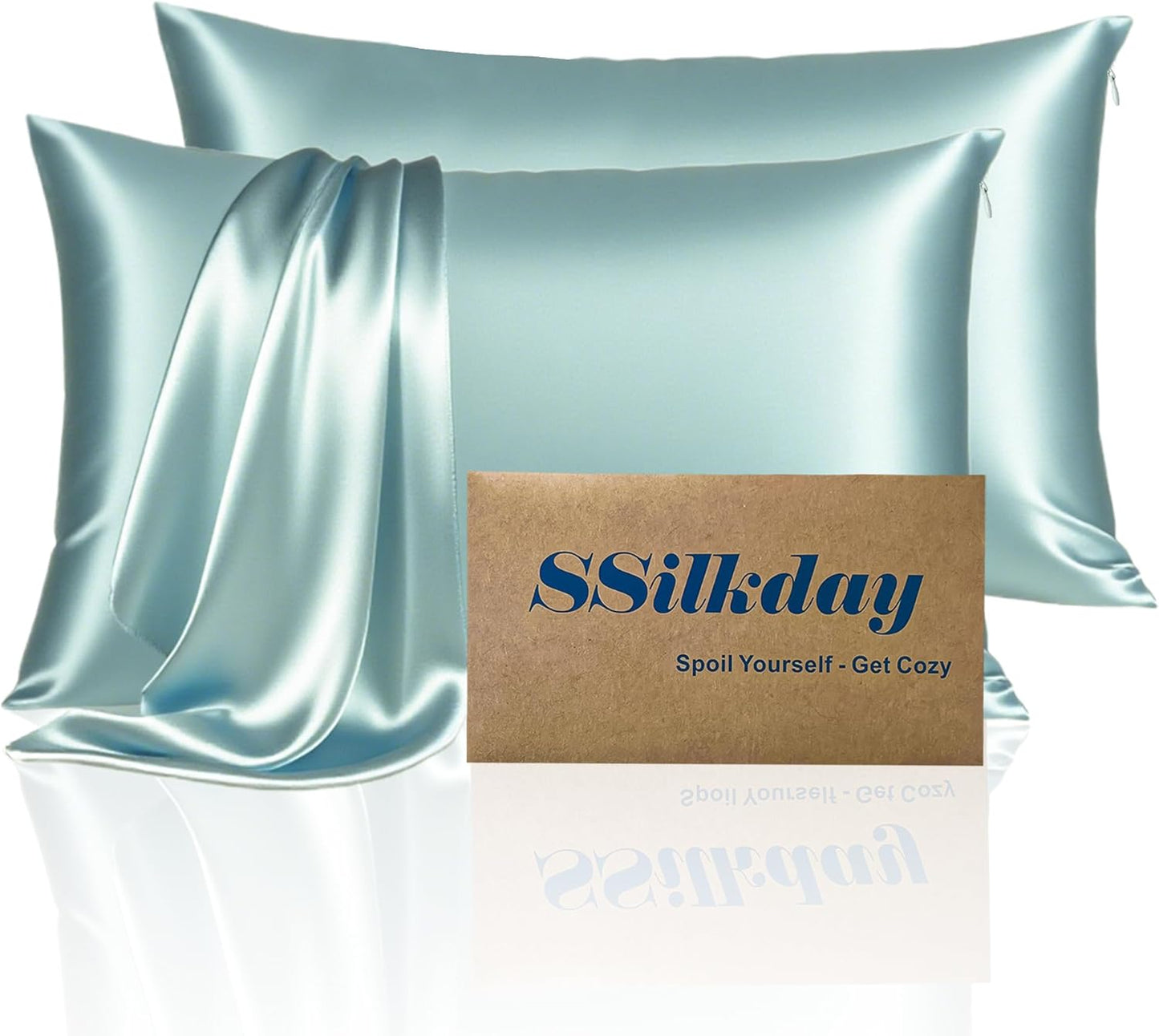 Mulberry Silk King Size Pillow Cases Set of 2, Ultra Smooth Soft Breathable Cooling Pillow Cases for Hot Sleepers, Silk Satin Pillowcases 2 Pack with Zipper for Hair and Skin, Gifts for Women