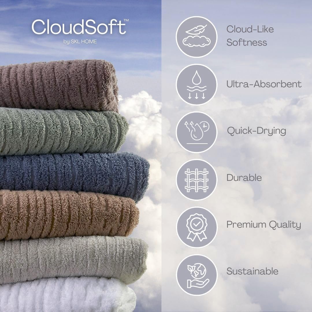 SKL Home CloudSoft Cotton Luxury 4-Piece Washcloth Set, Clay
