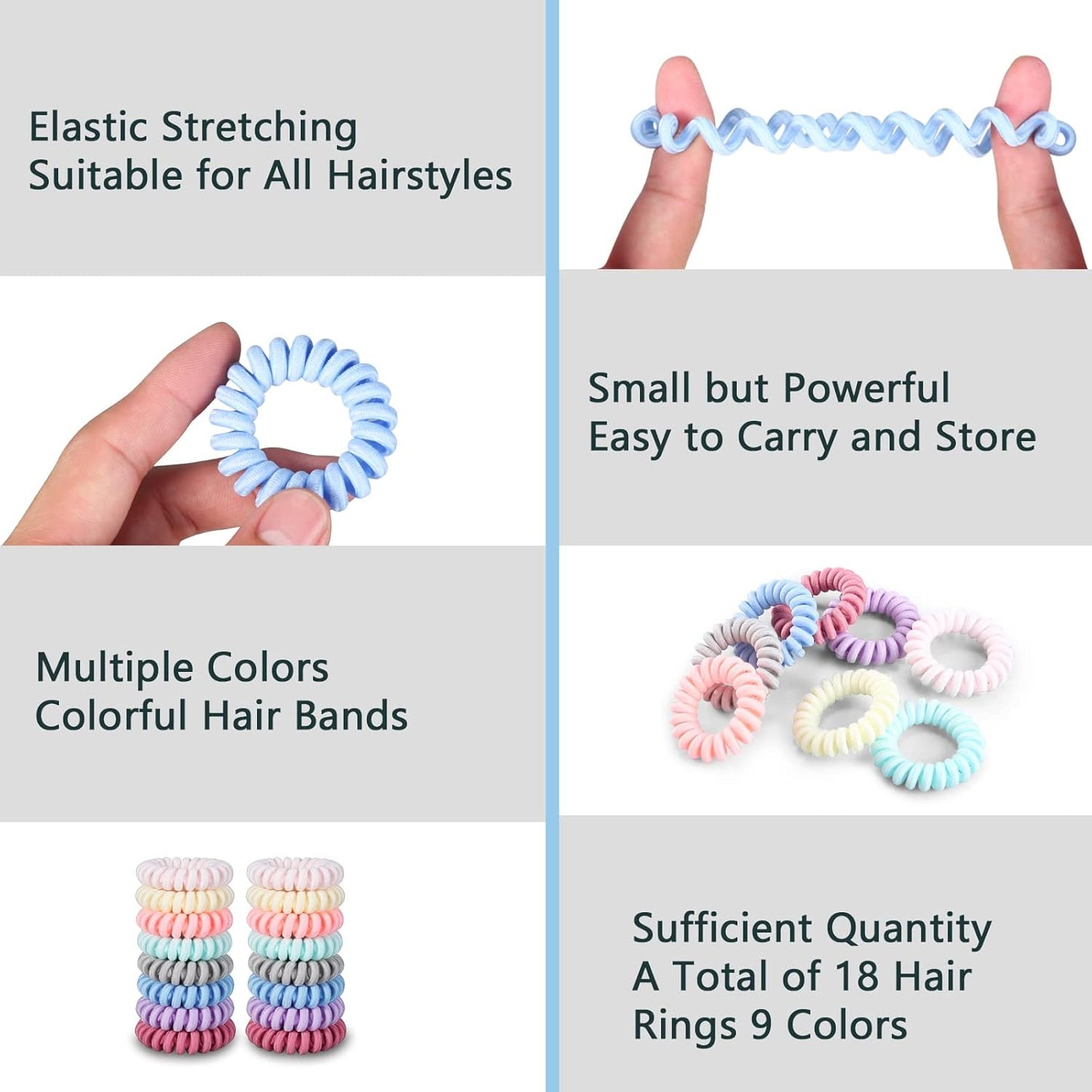 Hair Ties, 16 Pack Spiral Hair Coils for Thick & Thin Hair - No Crease, No Damage Ponytail Holders for Women and Children
