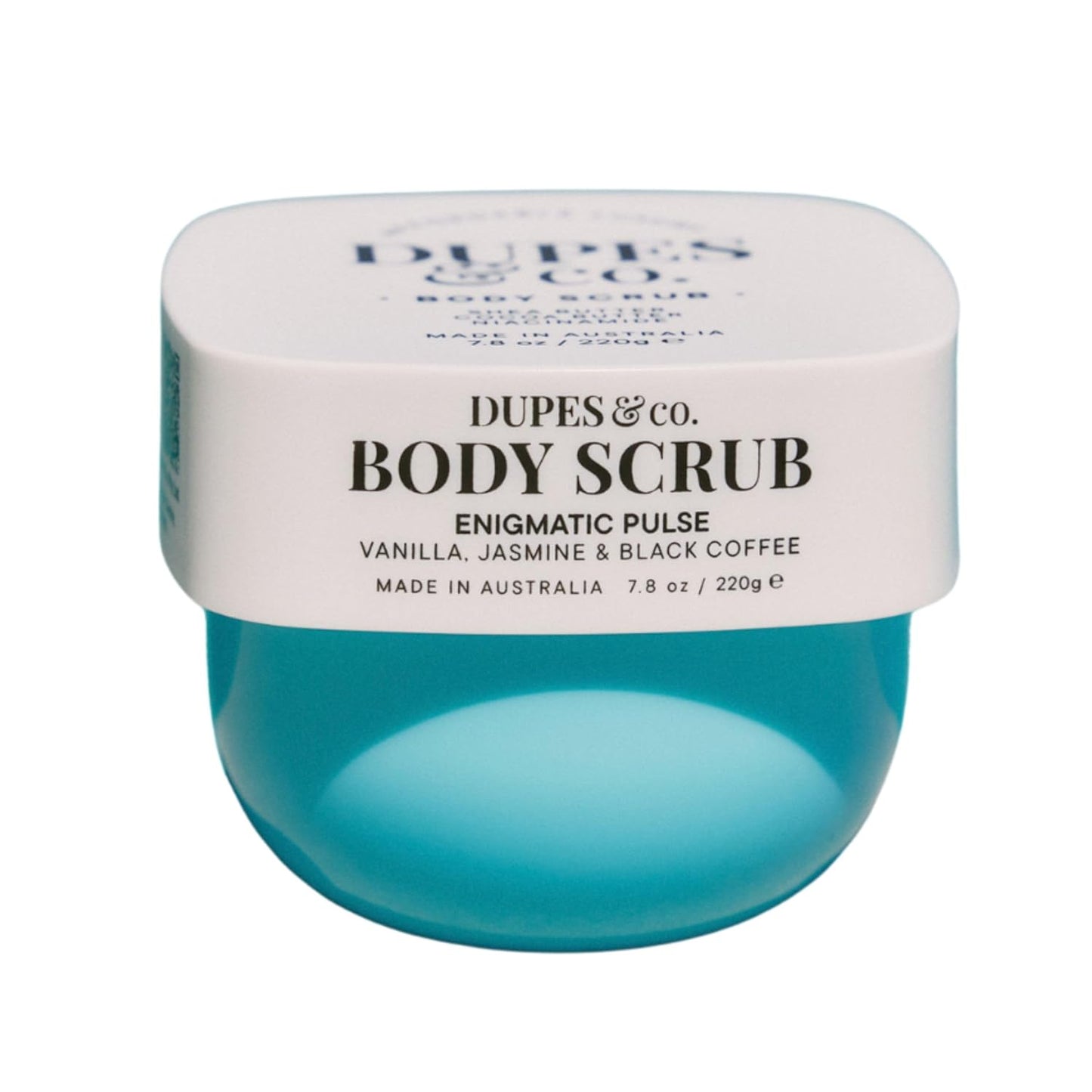 Dupes & CO. Enigmatic Pulse Body Scrub – 7.8 oz | Exfoliating & Moisturizing for Smooth Skin | Vanilla, Jasmine & Black Coffee Scent | Vegan, Cruelty-Free, Made in Australia