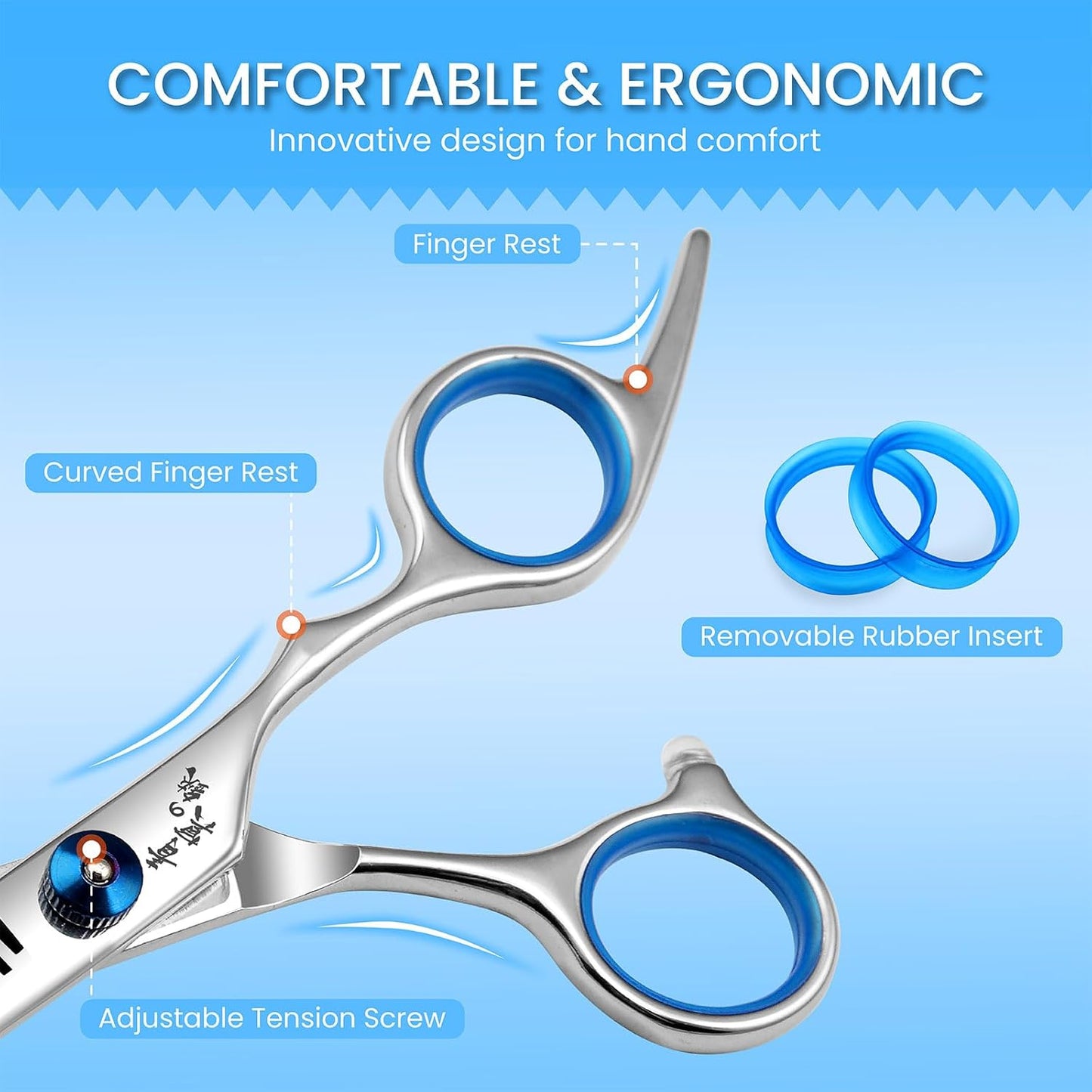 Hair Cutting Scissors, Thinning Shears Professional Haircut Scissors, 6.0 Inch Texturizing Teeth Shears for Hairdressing, Salon and Home Use