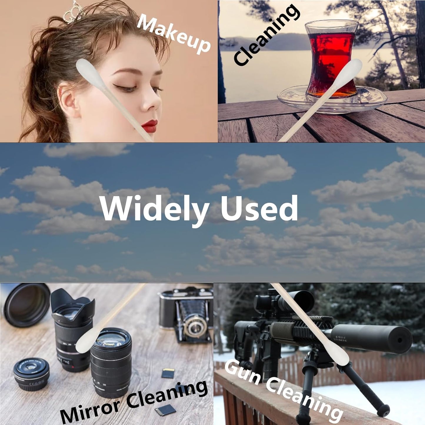 6 Inch Long Cotton Swabs,500pcs Cotton Swabs,Long Cotton Swabs with Wooden Handle,Great for Gun Cleaning,Pet Care and Makeup