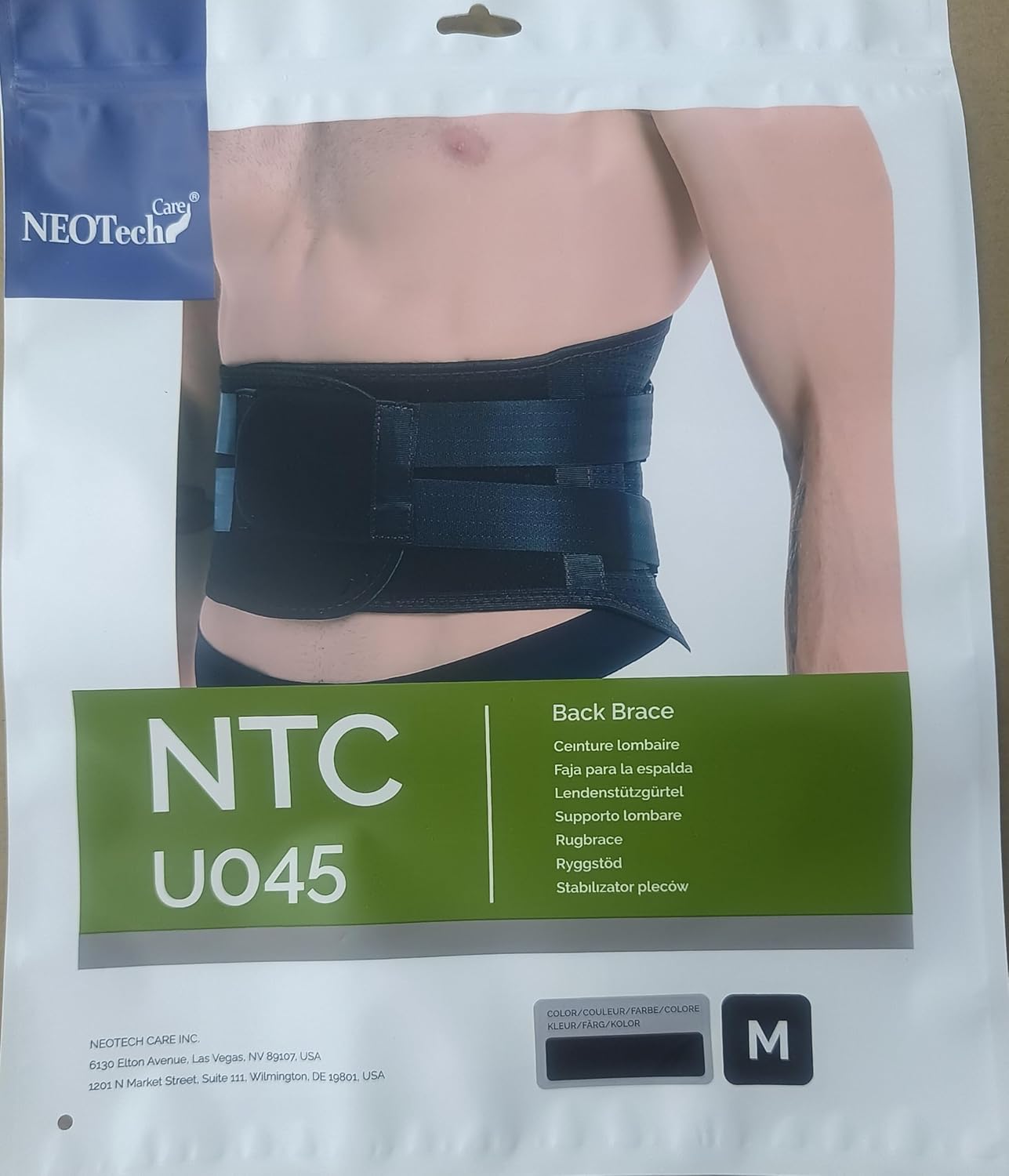 NeoTech Care Back Support Belt - Breathable & Adjustable Lower Back Brace - Double Pull Compression Straps (Black, Size M)