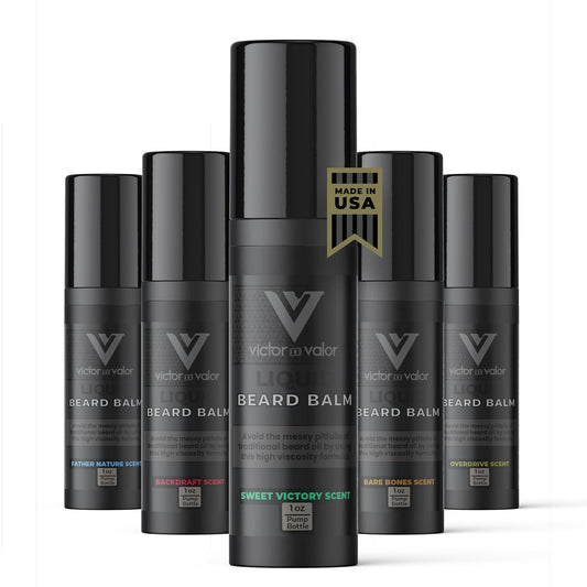 Liquid Beard Balm - Nine Moisturizing Oils Including Shea Butter & Vitamin E - High Viscosity Formula Helps Condition and Style - Men's Grooming (1 Ounce, Sweet Victory)