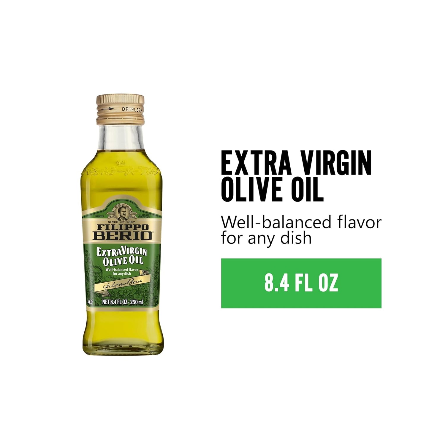 Filippo Berio Extra Virgin Olive Oil, 8.4 Ounce Glass Bottle