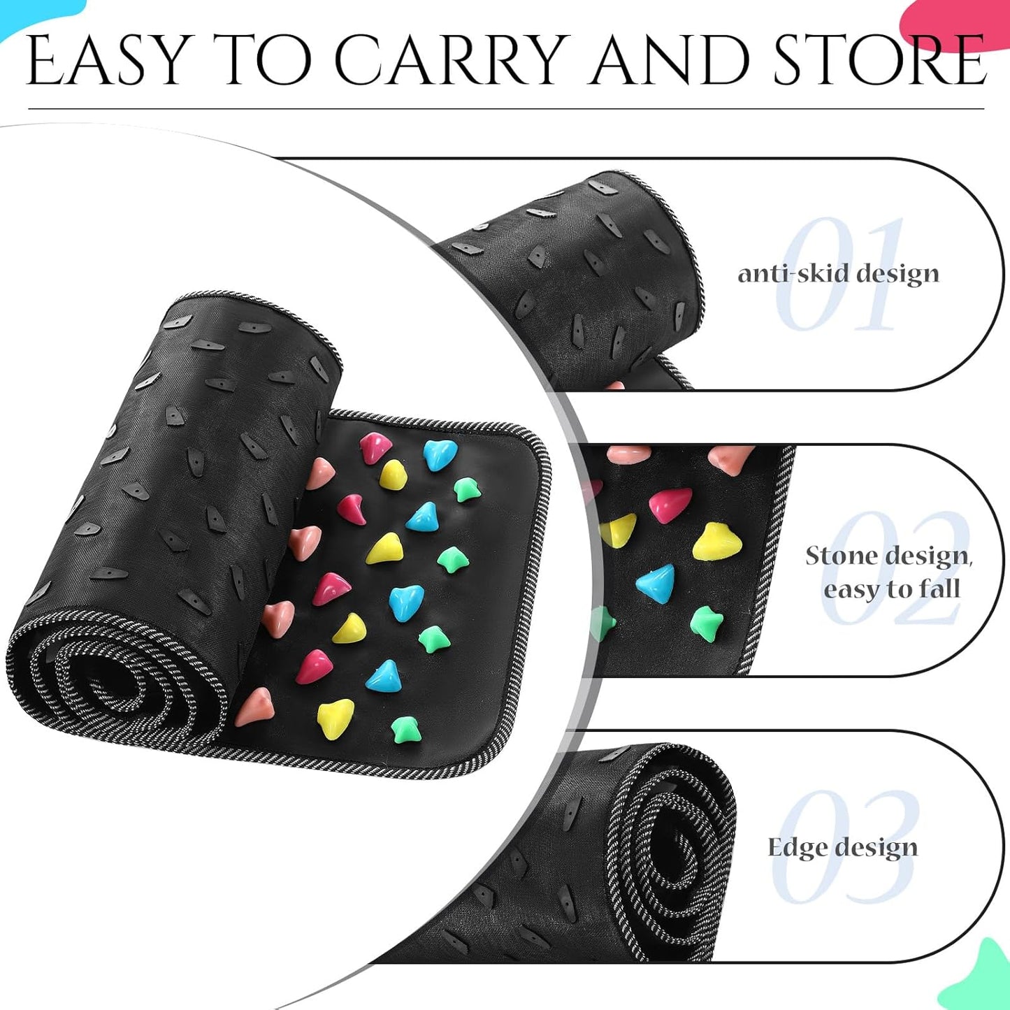 BBTO Foot Massage Mat Reflexology Walk Stone Road for Acupressure Foot Massage Acupoint Mat for Long Sitting Elderly Students and Office Workers(55.12 x 13.78 Inches)