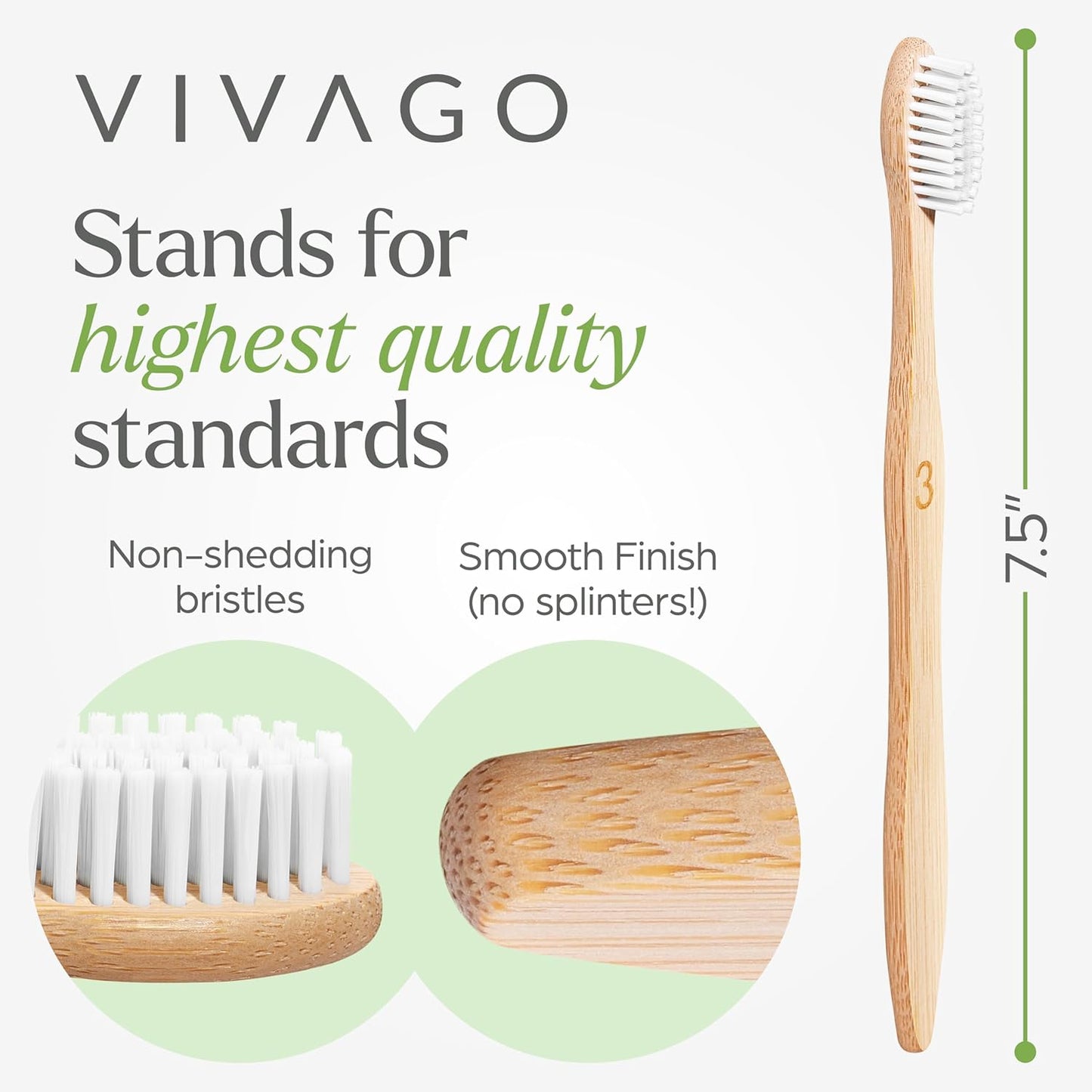 Bamboo Toothbrushes 10 Pack – Natural Toothbrushes, Plant-Based Soft Bristles – Eco-Friendly Wooden Toothbrush