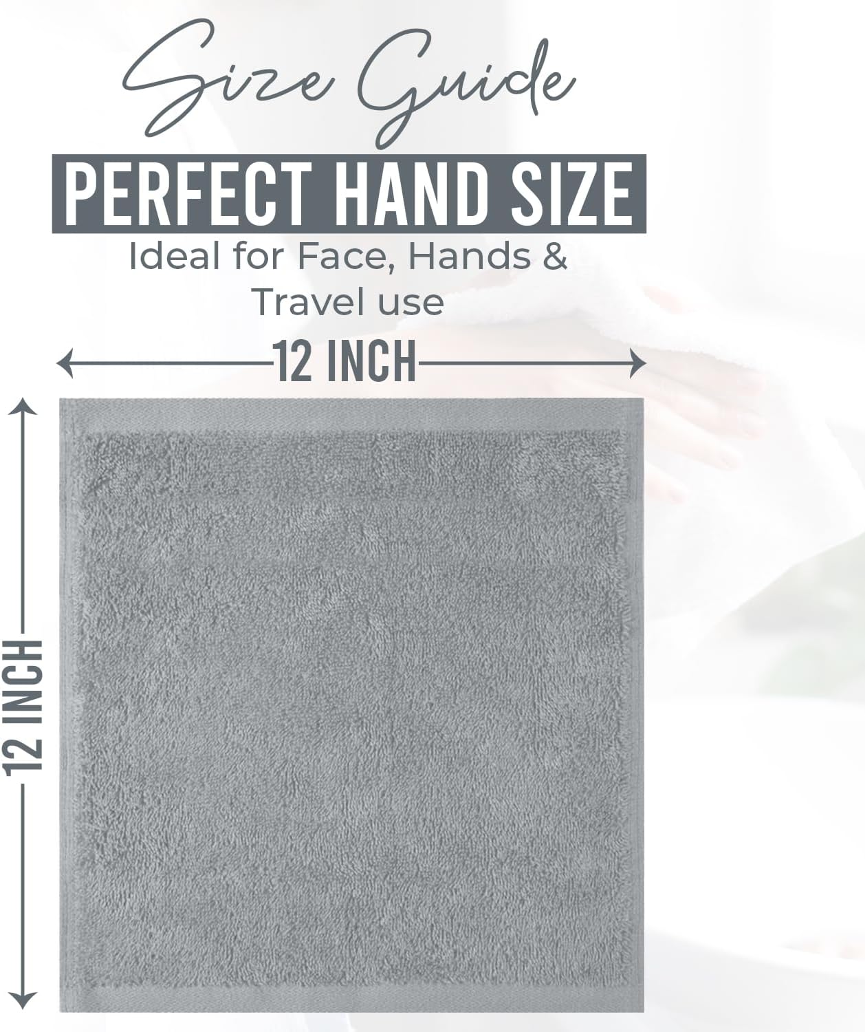 DAN RIVER 100% Cotton Wash Cloths 24 Pack [12x12] Soft & Absorbent Terry Cloth washcloths, Gym, Hotels & Spa Perfect for Everyday Use Fingertip Towels, Silver