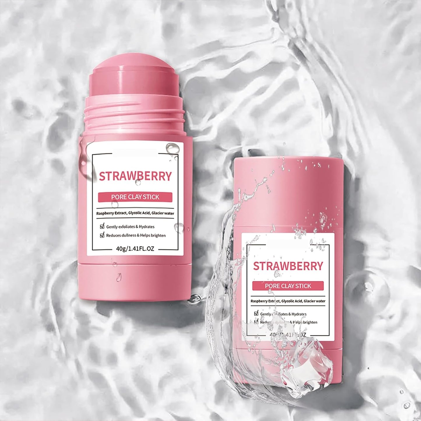 Clay Mask Stick, Deep pore Cleansing, Exfoliator Blackhead Remover Pore Cleanser Gentle Exfoliation Skin Brightening, Hydrating & Moisturizing Face Mud Mask for All Skin Types, Men & Women (Pink)