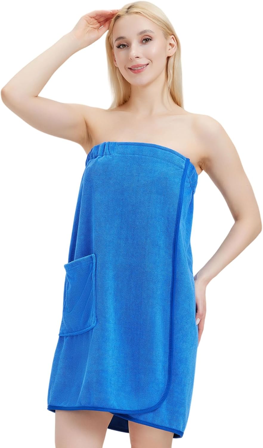 Womens Bath Body Wrap Towel Lightweight Shower Spa Wrap Robe Adjustable Closure Bathrobe