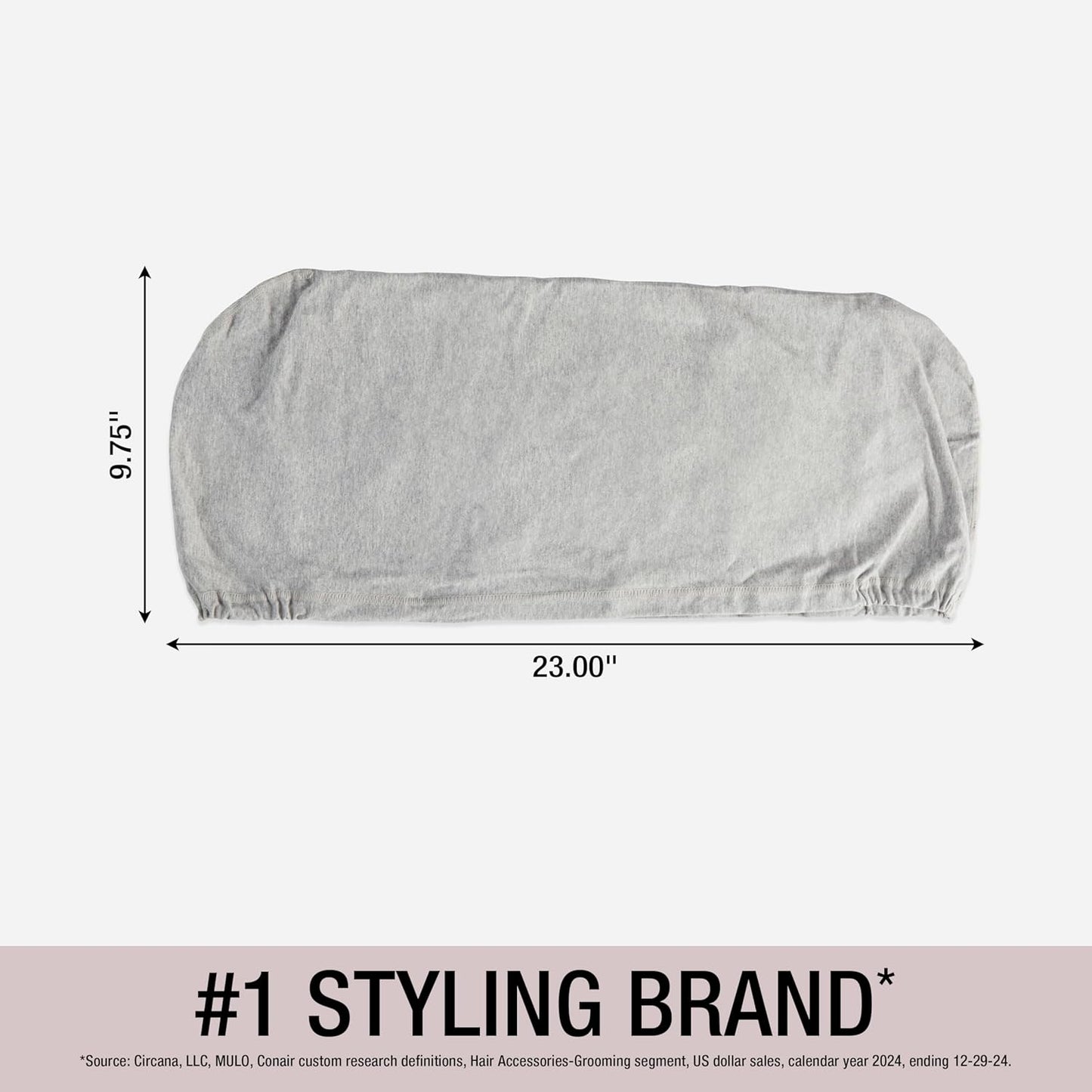 CONAIR Cotton Twist & Wrap Hair Towel, Fast Drying Ultra-Absorbent Hair Plop for All Types and Lengths, Turban-Style Cotton Towel Helps Maintain Natural Curl Style, Gray