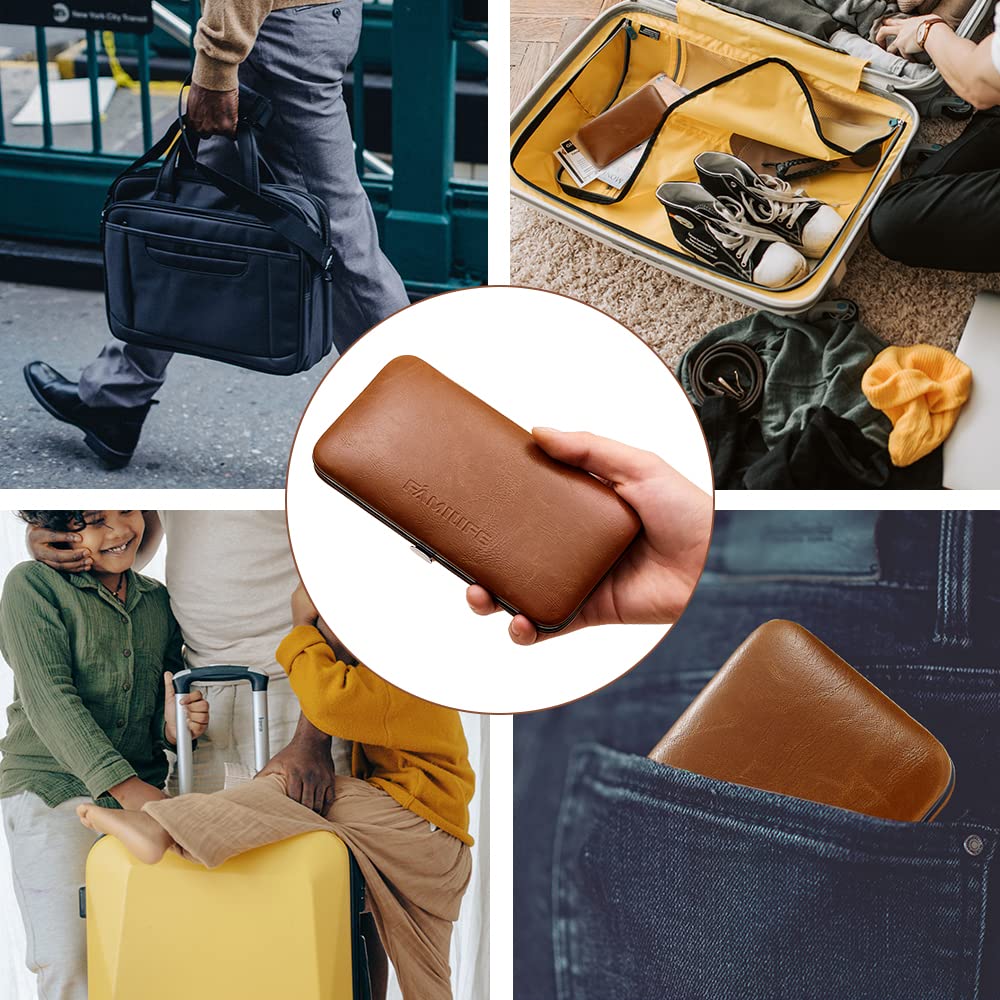 FAMILIFE Manicure Set, Professional Nail Kit Nail Clipper Set, 12PCS Stainless Steel Manicure Kit, with Brown Leather Travel Case Luxury Gifts for Him