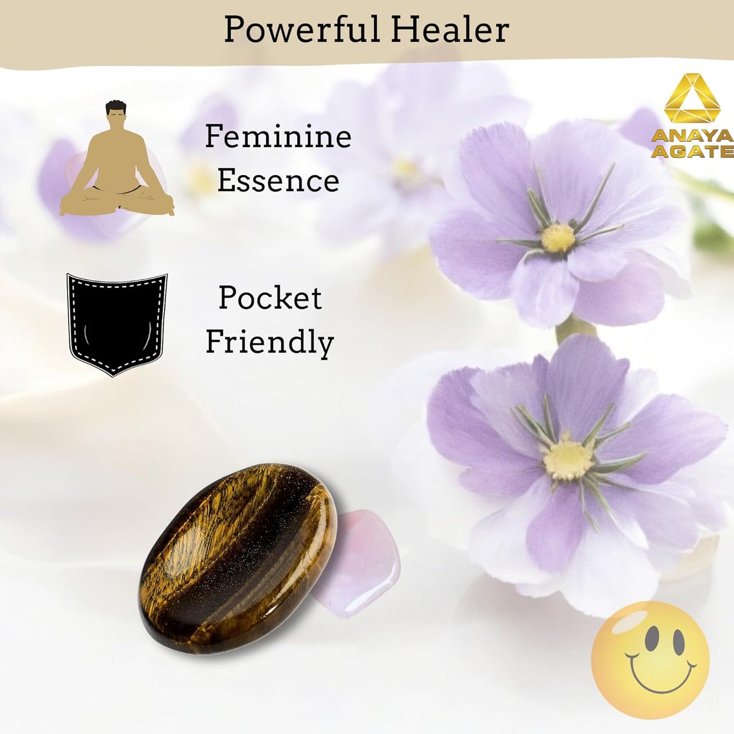 Tiger Eye Worry Stones – Crystal Thumb Worry Stone for Anxiety, Stress – Relaxing and Soothing Balance Stones for Meditation, Stress Relief – Healing Stones and Crystals for Men and Women