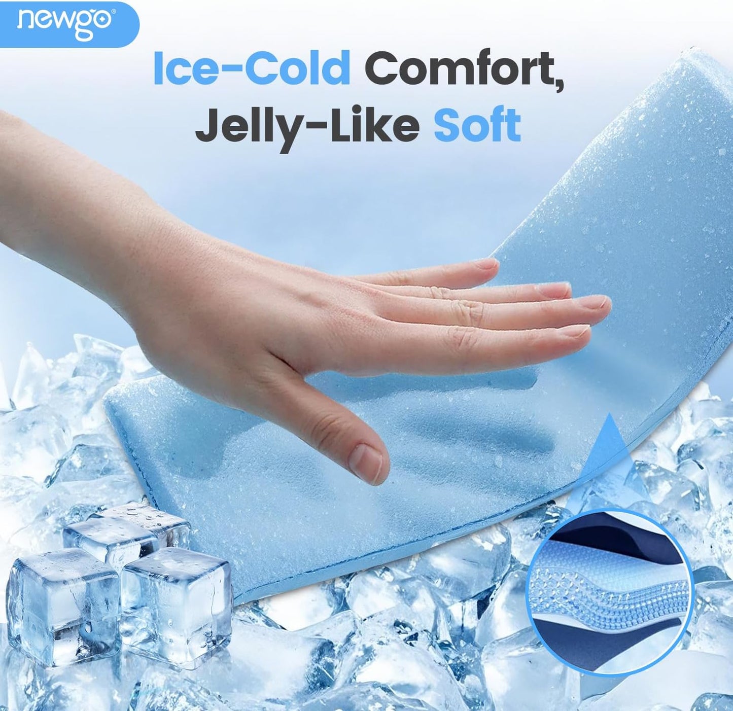 NEWGO Migraine Relief Cooling Headband with Washable Cover, Stylish Cold Head Wrap Forehead Ice Pack for Headaches, Hot Weather, Tension, Hangover