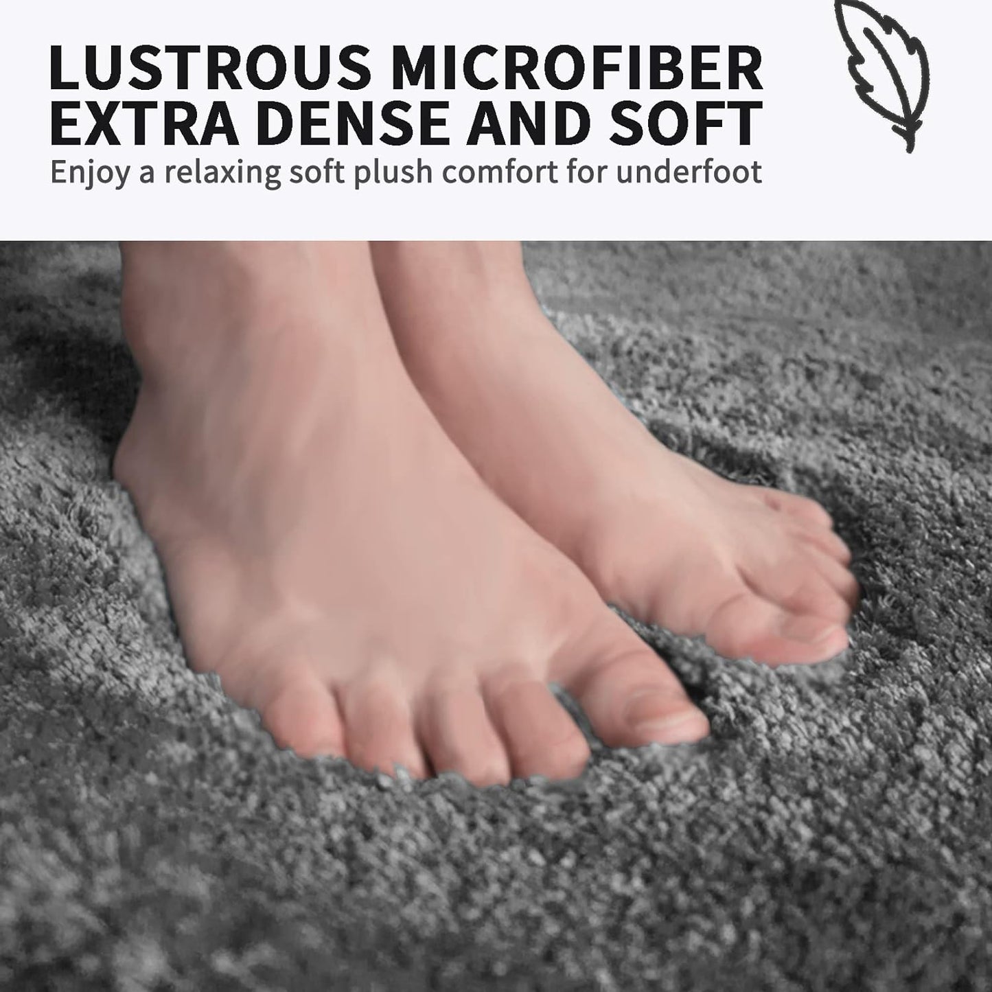 FIFU Bathroom Rugs 17" W x 24" L, Bath Mat for Bathroom, Bedroom, Laundry Room & Kitchen, Non-Slip Rubber Latex Backing, Extra Soft and Absorbent Microfiber Carpet, Machine Washable Rug, Dark Gray