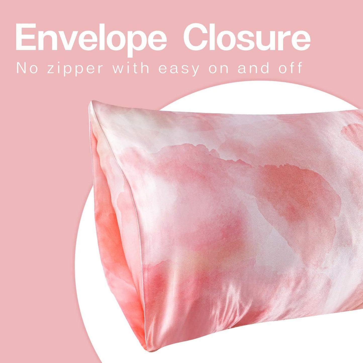 MR&HM Satin Pillowcase for Hair and Skin, Silk Satin Pillowcase 2 Pack, Standard Size Pillow Cases Set of 2, Silky Pillow Cover with Envelope Closure (20x26, Dream Pink)