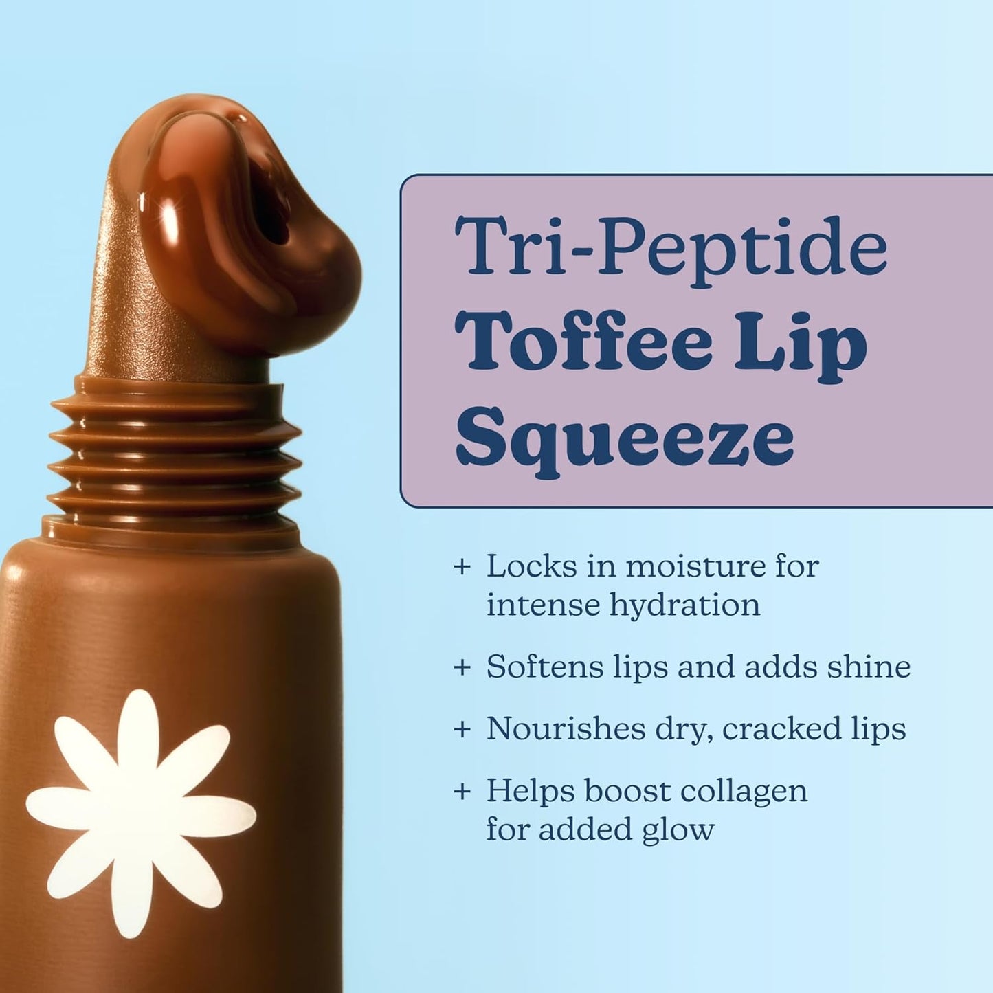 Blume Tri-Peptide Toffee Soft Brown Tinted Lip Balm - Superbalm Lip Moisturizer with Shea Butter and Squalane to Deeply Hydrate & Heal Dry, Cracked Lips - Cruelty Free & Vegan Lip Plumper (0.4 Fl Oz)