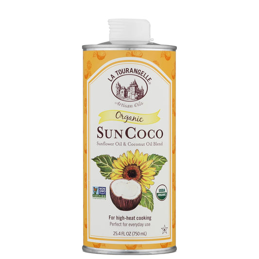 La Tourangelle, Organic Sun Coco Oil, Unique Blend of Organic High-Oleic Sunflower Oil and Organic Refined Coconut Oil, Heat Heat Cooking and DIY Beauty, 25.4 fl oz