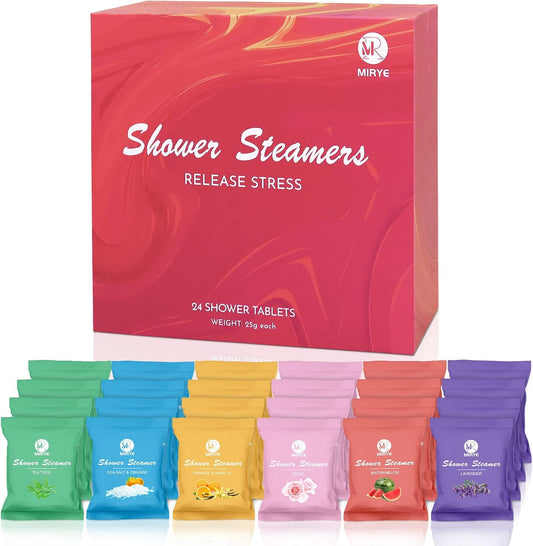 Shower Steamers Aromatherapy Birthday Gifts for Women Men, 24-Pack Stress Relief Organic Shower Bombs with Essential Oil, Stocking Stuffers White Elephant Christmas Gifts for Mom Wife Friends
