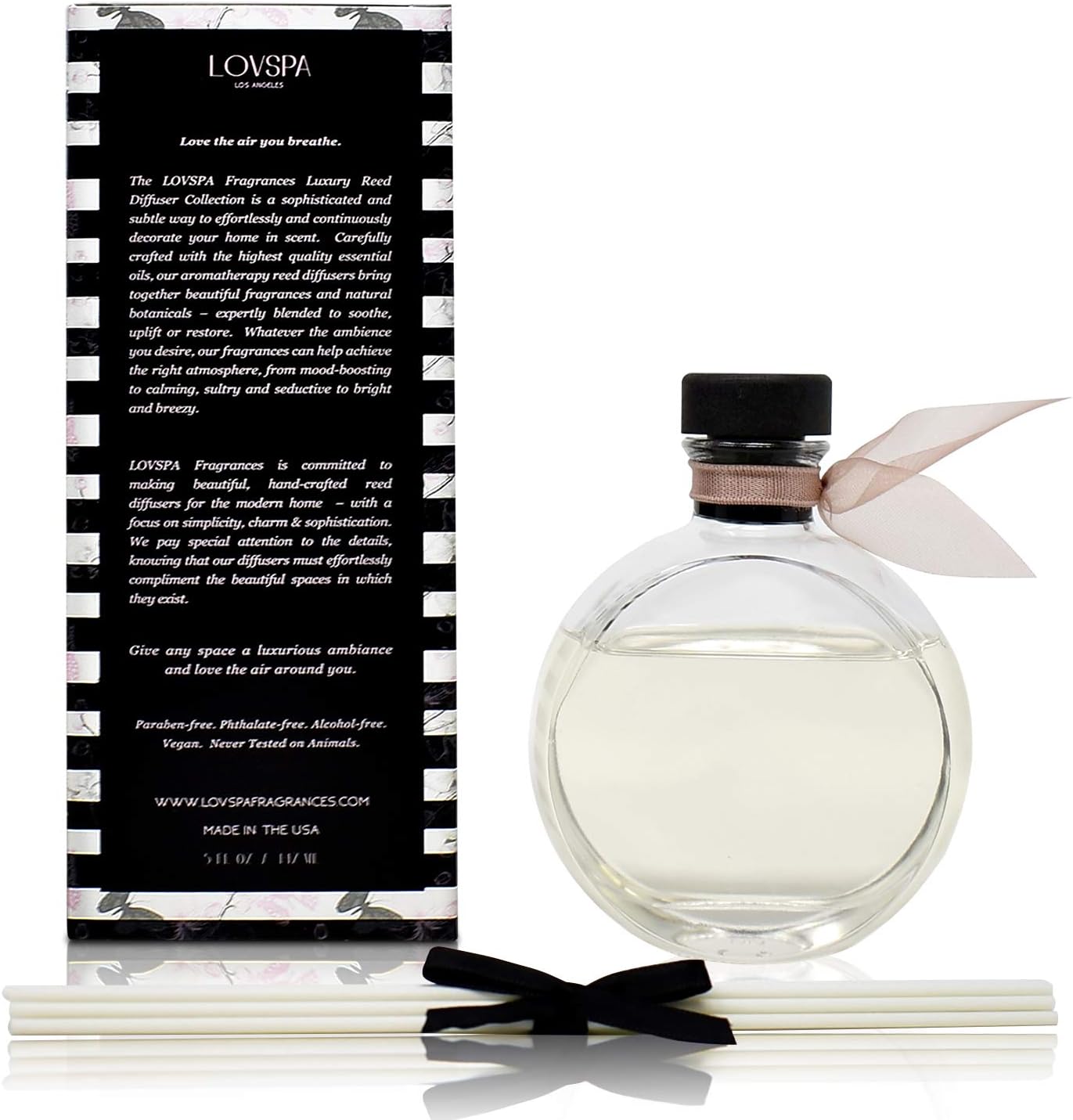 LOVSPA Reed Diffuser Set, Smoked Vanilla Scented Oil Diffuser with Sticks, Home Fragrance Accessories for Bathroom Shelf Decor, Aroma Diffusers for Home or Office Fall Decor, USA Made