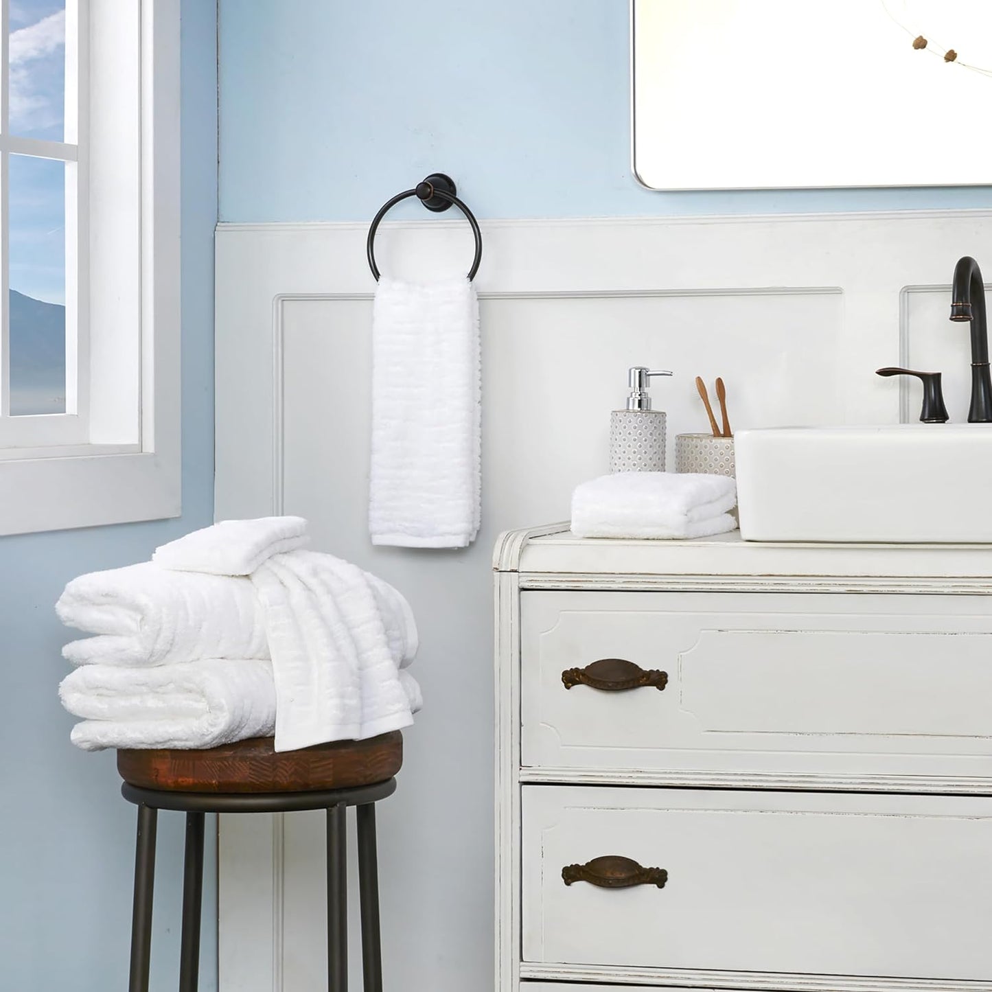 SKL Home CloudSoft Cotton Luxury 2-Piece Hand Towel Set, White