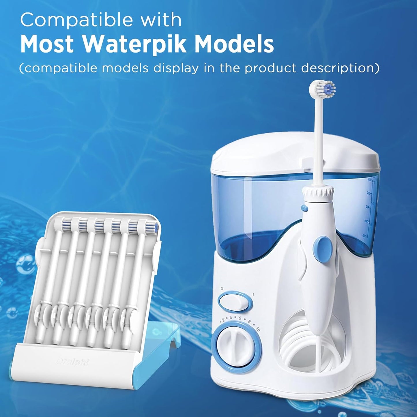Replacement Tips for Waterpik Water Flosser (6 Brush Head Tips & Storage Case Bundle)