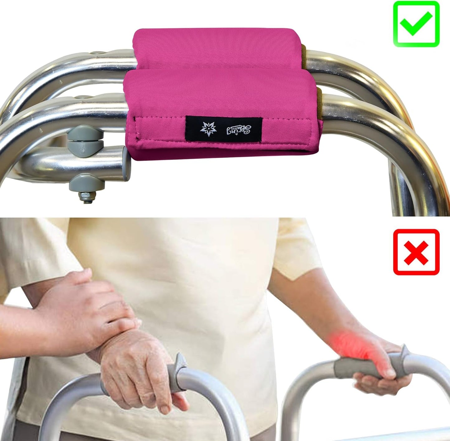 Spring Seaon Universal Walker Handle Padded -Hand Grip (2 Pack) Covers Non-Slip Cushion Padding for Folding Rolling Walker,Rollator Handle-Crutch Handle Pad Grips- Mobility Aid