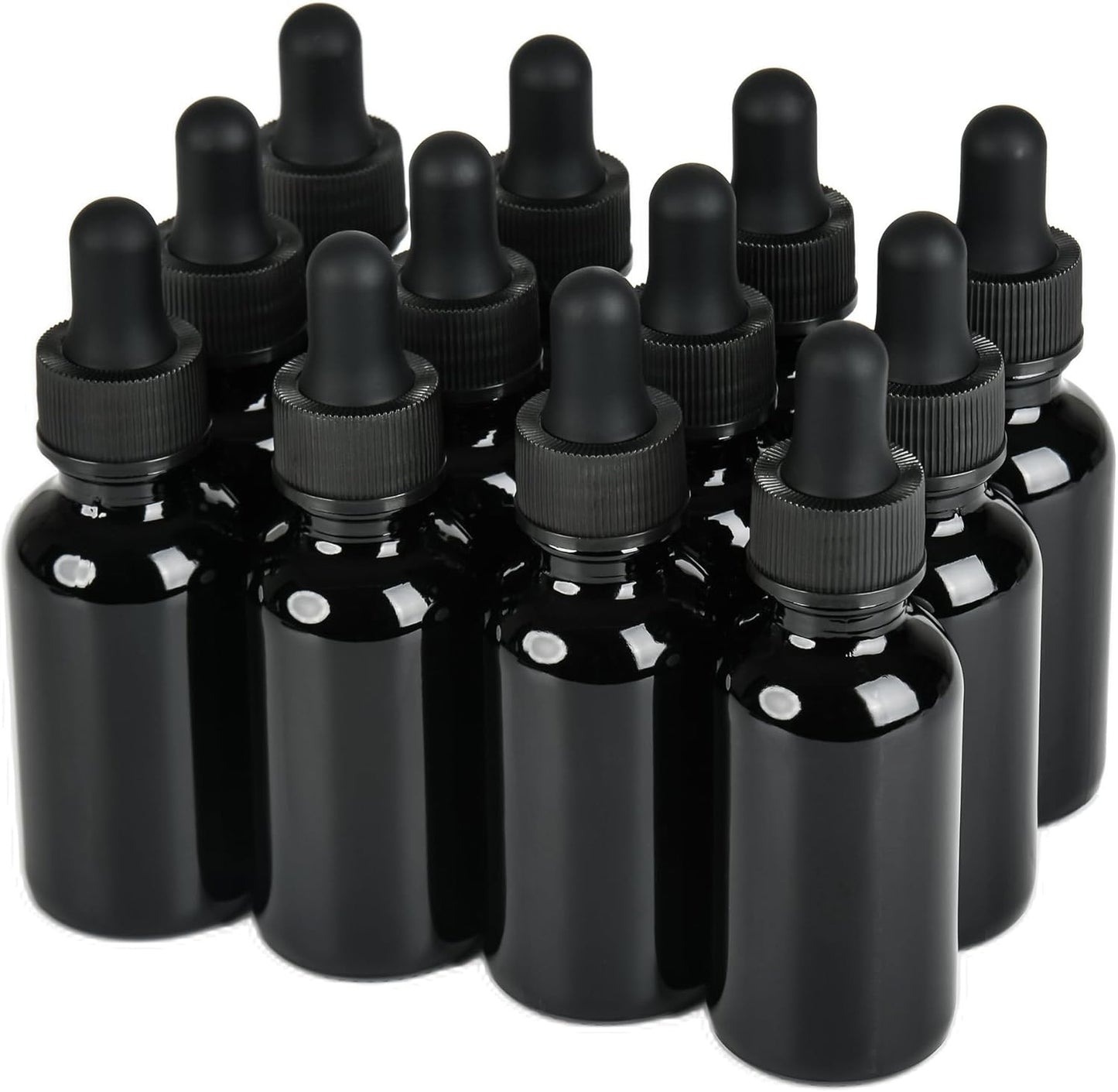 12 Pcs, 1oz Black Glass Eye Dropper Bottle, Tincture Bottles with Leak-Proof Design, Stronger Suction, for All Kinds of Mixed Liquids