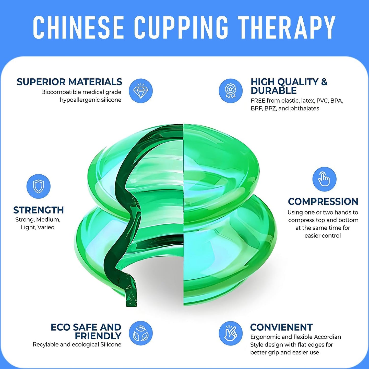 Silicone Cupping kit for Massage Therapy, Professionally Massage Cup for Body Sculpt Cup (Green, S*2 Cups)