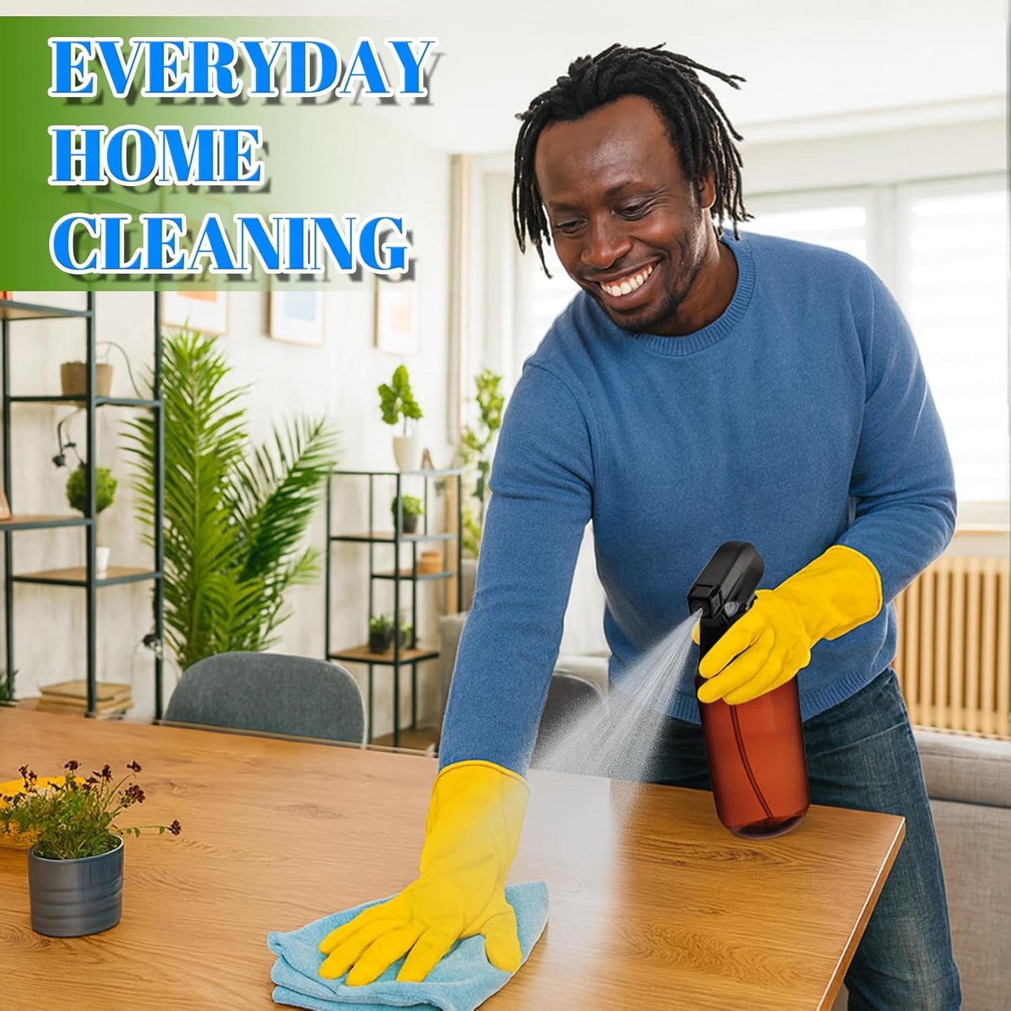 DIYSELF Spray Bottle for Cleaning Plastic Spray Bottles 16 oz 500ml Squirt Bottles for Liquids Amber Clear Spray Bottles for Cleaning Empty Plastic Spray Bottle for Home and Garden (4 Pack)