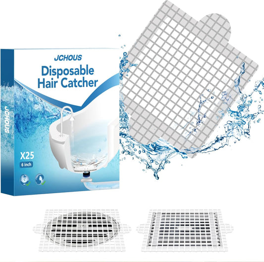 Disposable Shower Drain Hair Catcher, Shower Drain Cover Mesh Stickers, 25 Pack (4.1 Inch)
