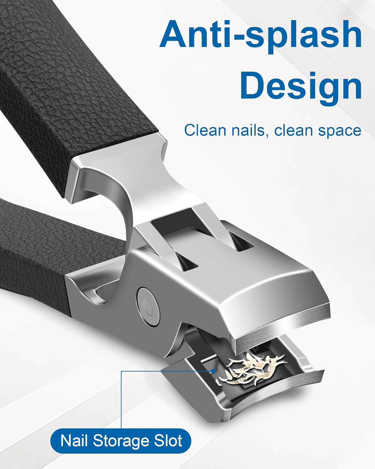 Nail Clippers - Ultra Sharp Anti Splash Fingernail and Toenail Clipper, with Nail Catcher, for Men & Women, Seniors, Black