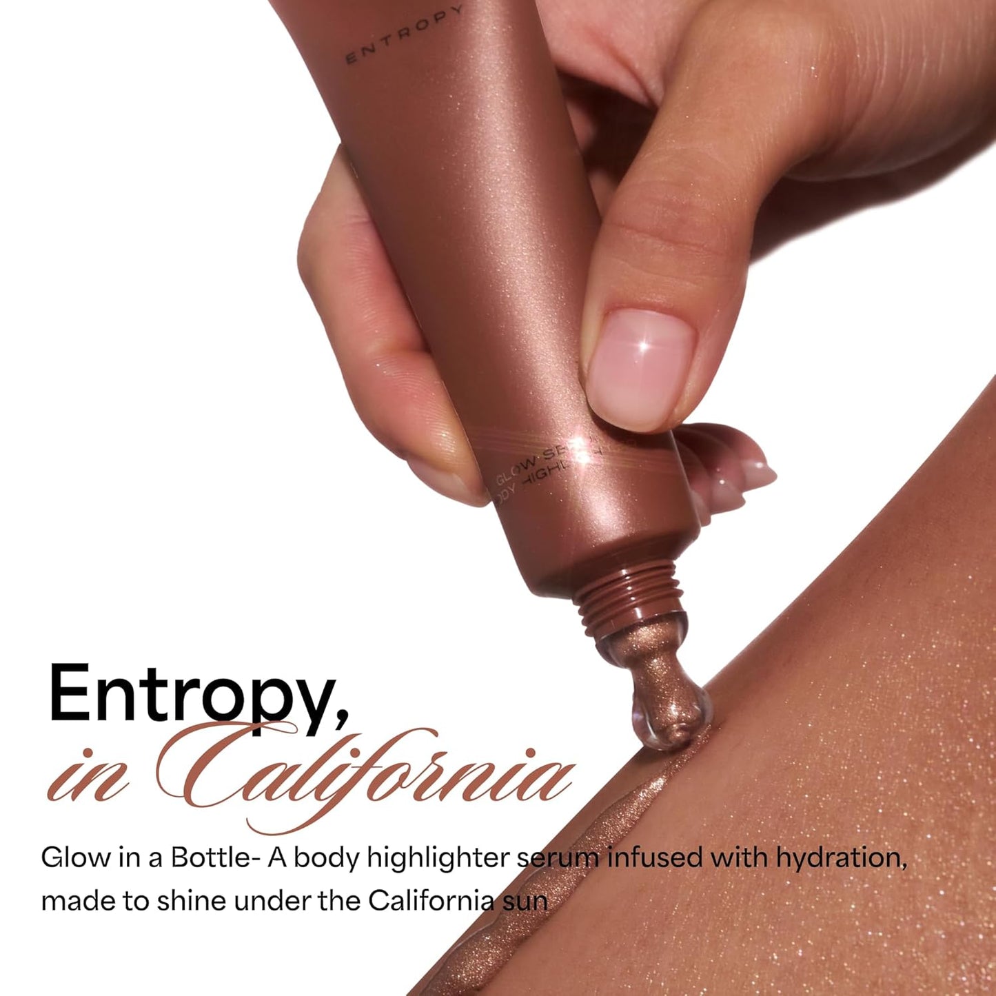 ENTROPY MAKEUP Glow Serum Body Highlighter, 75% Water-Rich Serum with Skincare Ingrediants, Buildable Radiance, Silky Lightweight for Face & Body, Soft Golden Beige Bronzer, Honey Lit