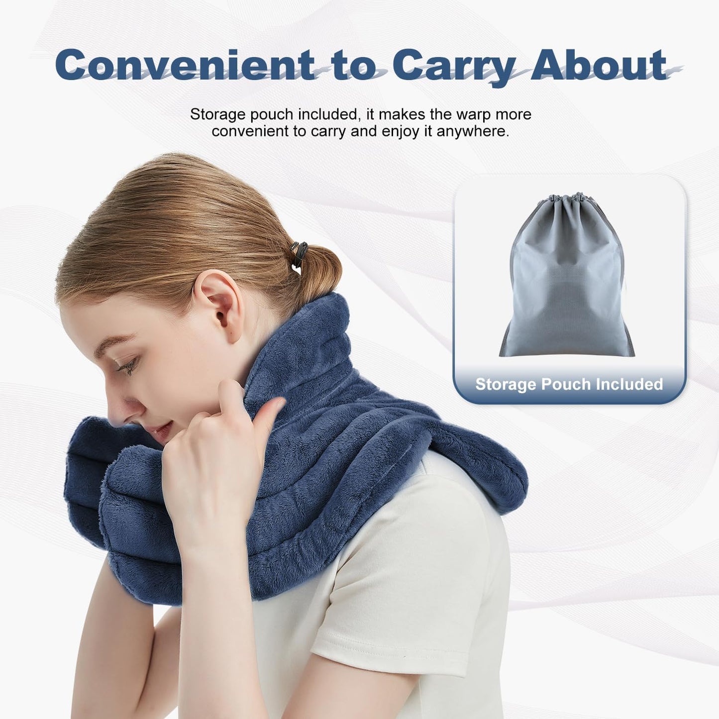 Neck Heating Pad Microwavable for Shoulders, Warmer Wrap Microwave Heating Pad for Neck and Shoulders for Pain Relief (Navy Blue)