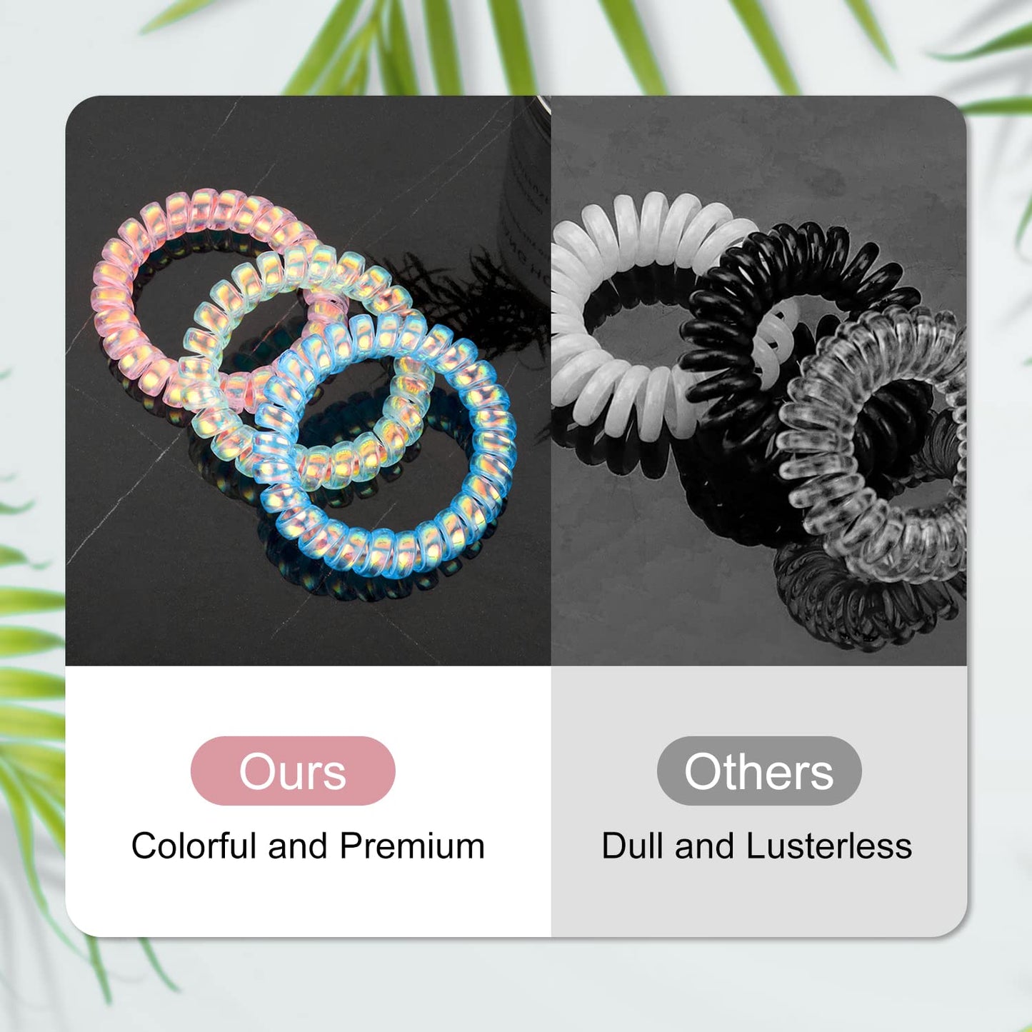 JessLab Spiral Hair Ties for Women, 10-Pack Traceless No-Damage Ponytail Holders, Coils Hair Bands for Girls, Assorted Colors