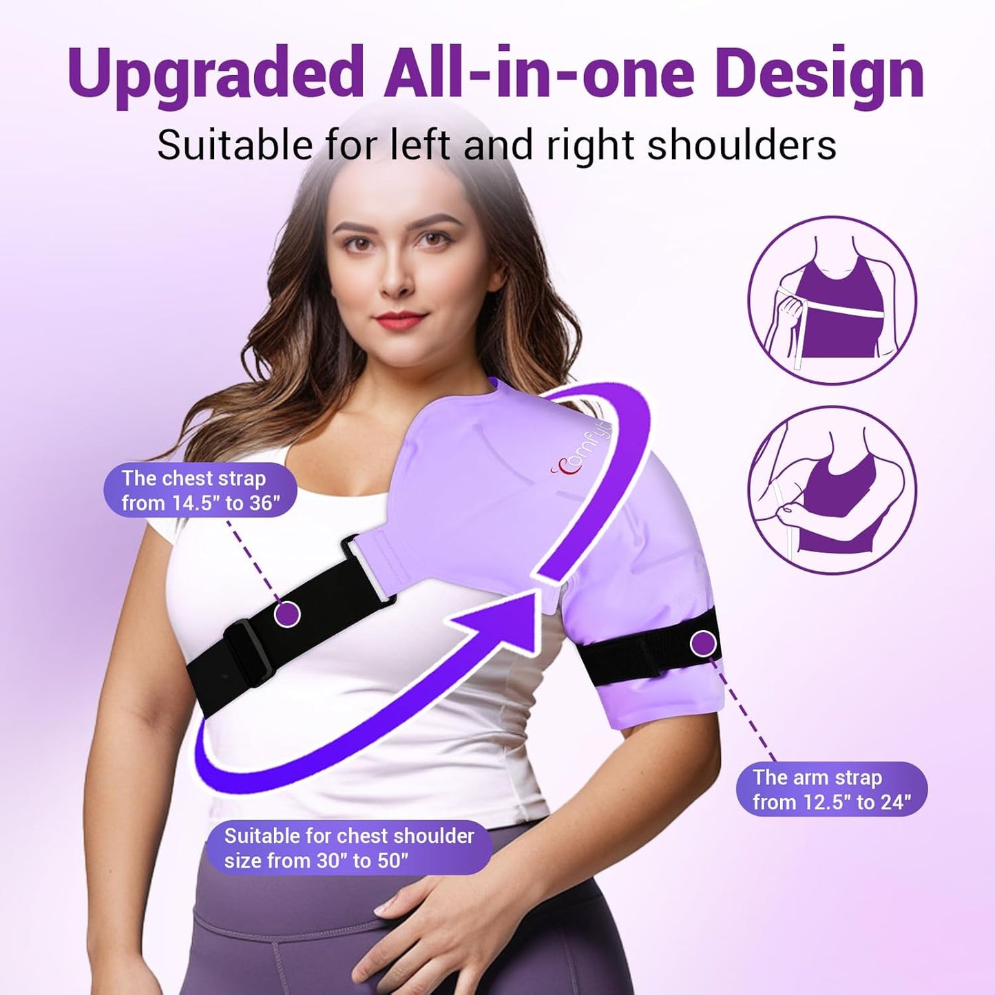 Comfytemp Shoulder Ice Pack Rotator Cuff Cold Therapy Wrap, Ice Packs for Injuries Reusable Gel, Instant Compression for Shoulder Pain Relief, Surgery Recovery Gifts (Large), Purple