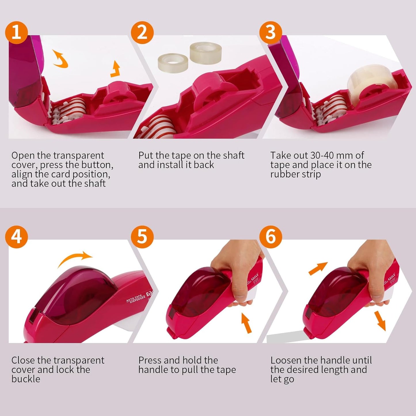 Eagle Automatic Tape Dispenser and Tape Gun. Free 1/2" (12mm) and 3/4" (19mm). Ideal for Taping Gifts, Packages, Scrapbooks and Envelopes (Pink)