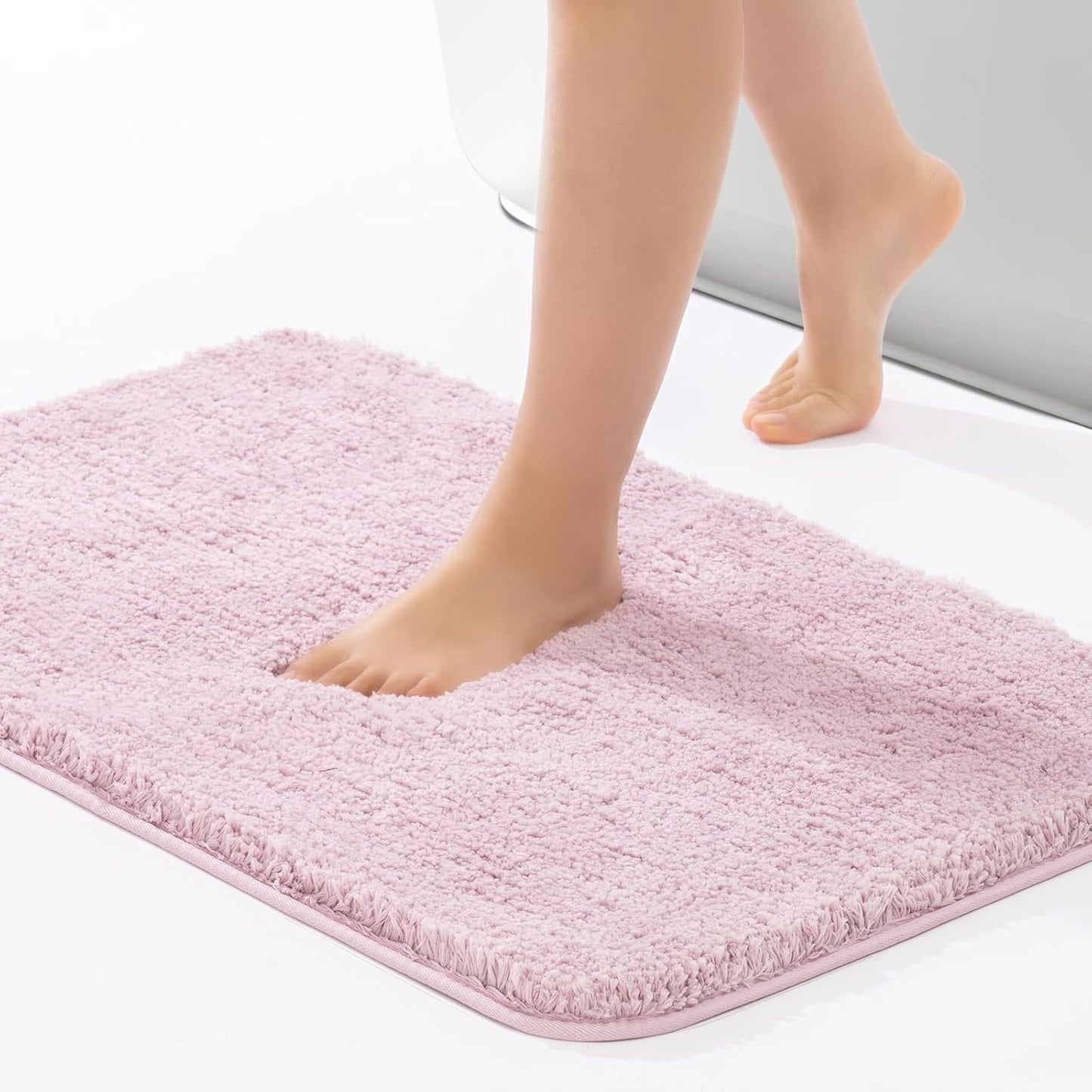 ROSMARUS Shaggy Non Slip Bath Mat 24" X 36", Soft Shower Mat for Floor & Tub, Fluffy Plush Bathroom Rug Machine Washable, Mauve Pink