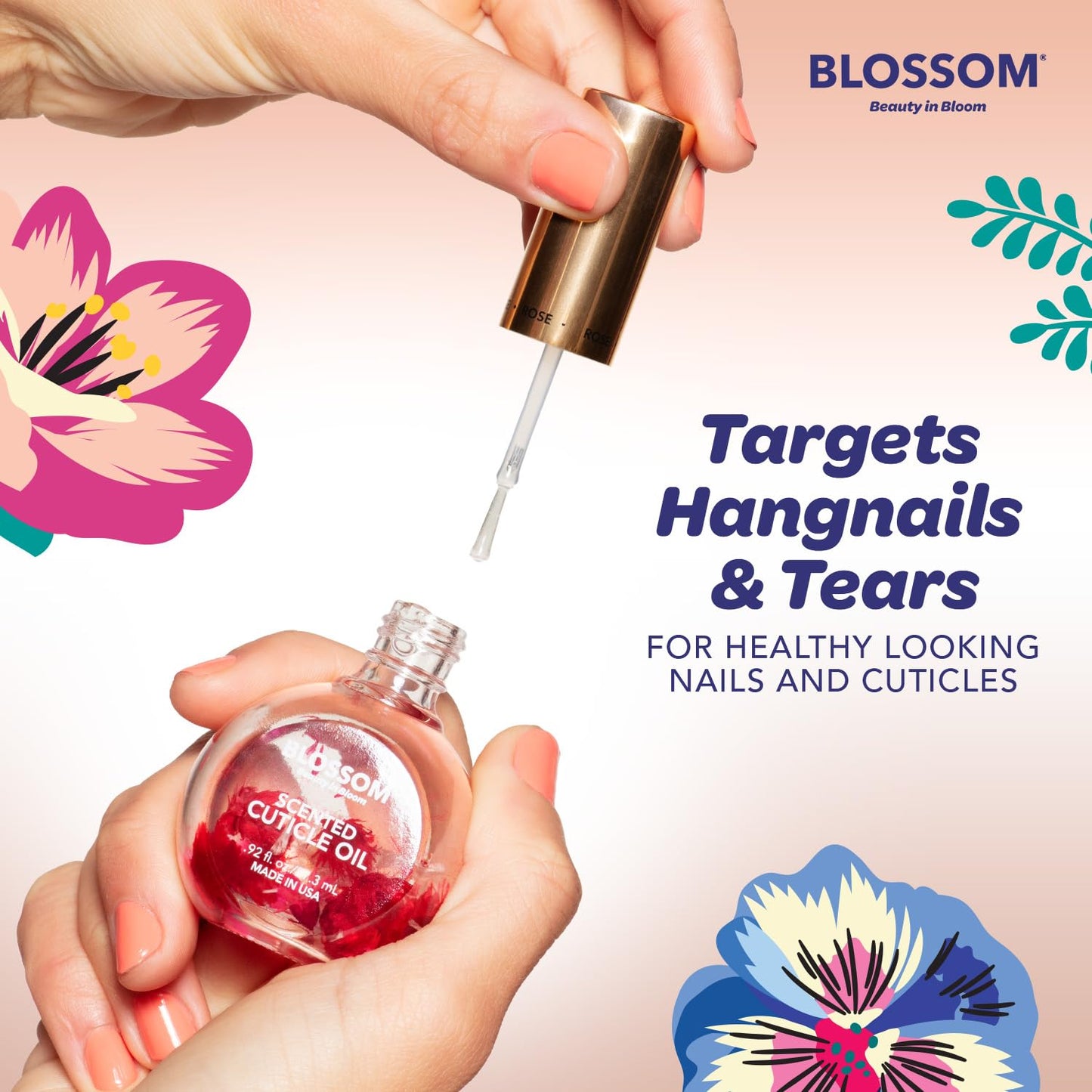 Blossom Cuticle Oil for Nails, Hydrating, Moisturizing, Gourmand Scented Nail Oil Cuticle Care, Infused with Real Flowers, Made in USA, 0.5 fl. oz, Chocolate Truffle