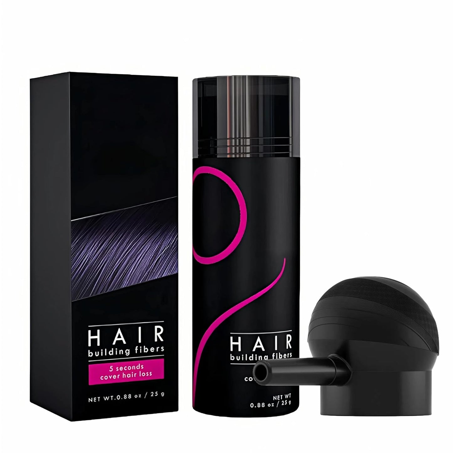 Gowwim Hair Fibers with Spray Applicator 2-in-1 Kit for Thinning & Loss Hair, Naturally Enhancements Thickening Spray Fibers Waterproof Long-Lasting Gray & Bald Spot Cover up for Women & Men