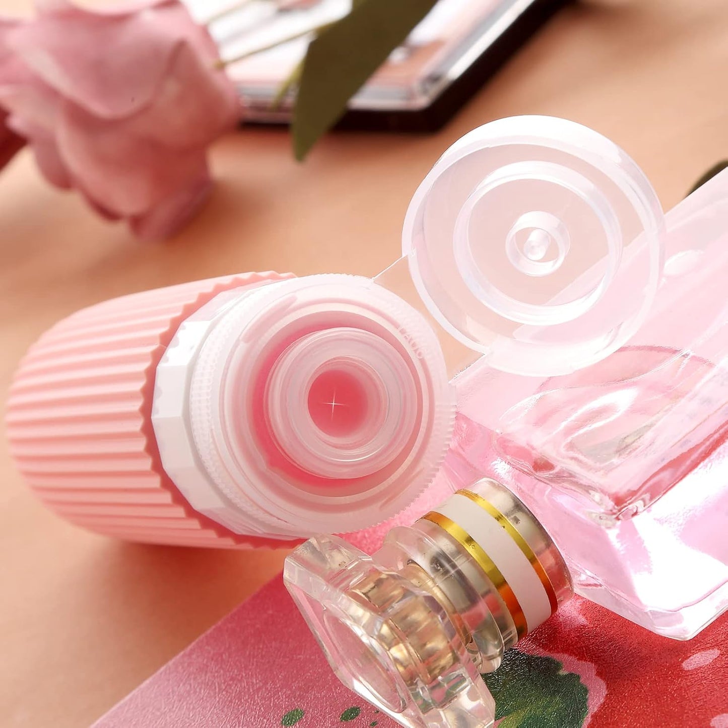 Travel Bottles for Toiletries, Tsa Approved 3oz Portable Travel Bottles, BPA Free Leak Proof Squeezable Silicone Travel Size Containers, Travel Accessories with Clear Toiletry Bag (4 Pack)