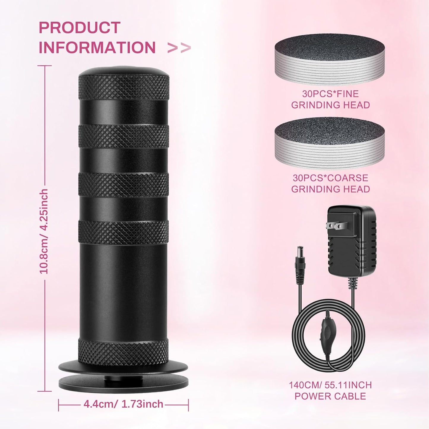 krofaue Electric Foot Callus Remover for Women - 1200rpm Electric Foot File Callus Remover with Anti-Slip Stripes, 60pcs Sandpaper Discs Adjustable Speed Foot Sander for Dead Skin Womens(Black)