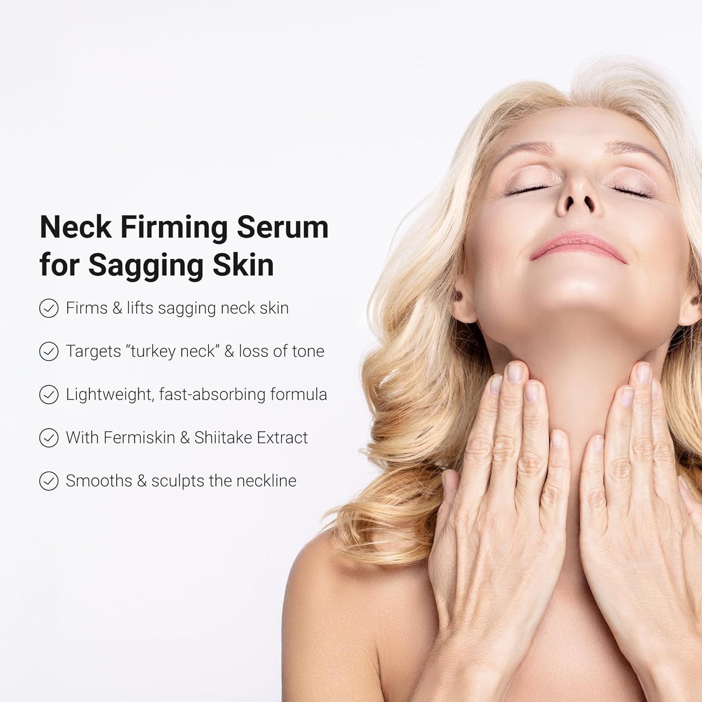 LifeCell Neck Firming Serum – Anti-Aging Neck and Cream with Fermiskin & Shiitake Extract – Firms, Lifts, and Reduces Sagging Skin – Lightweight, Fast Absorbing Formula – 1.5oz